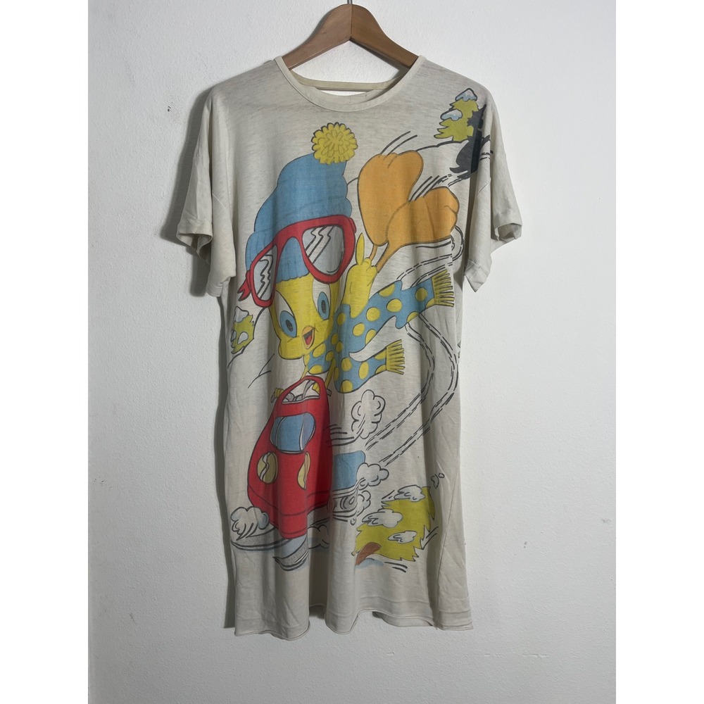 VINTAGE 1985 Warner Bros Single Stitch Tweety Bird Sylvester Long Sleep Tee - Picture 2 of 16